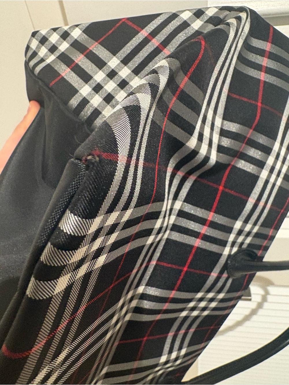 Burberry Black Plaid Tote with Red and White Check - Picture 9 of 13